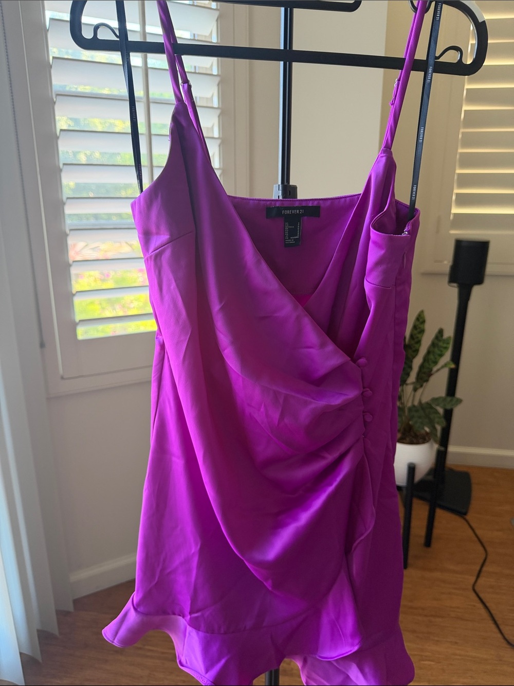 Forever 21 Vibrant Magenta Satin Draped Cami